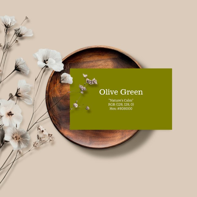 Carte De Visite Vert olive | "Le calme de la nature" (Créateur téléchargé)