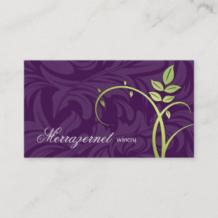Carte De Visite Vert pourpre de vigne de feuille de vin
