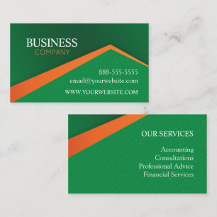 Carte De Visite Vert professionnel avec rayure orange