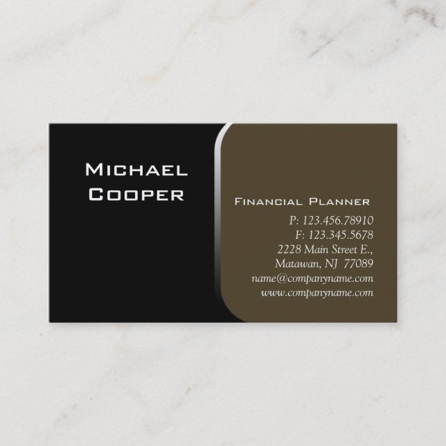 Carte De Visite Vert professionnel de planificateur financier de (Devant)