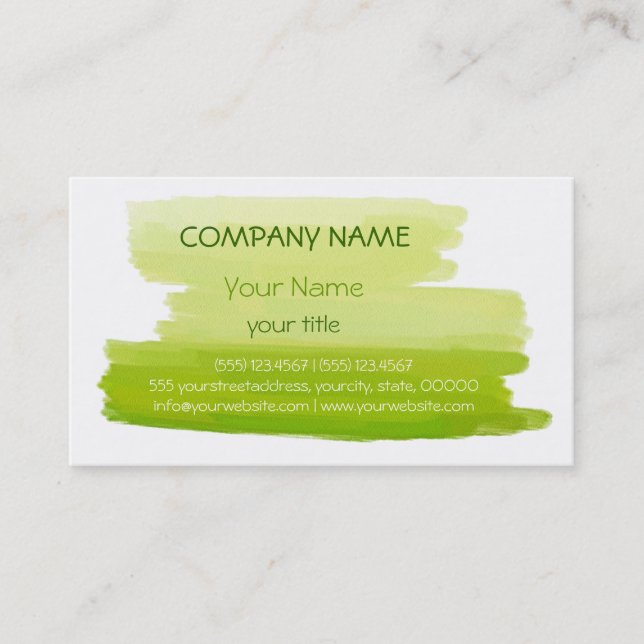 Carte De Visite Vert professionnel élégant moderne sur blanc (Devant)