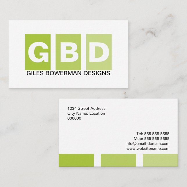 Carte De Visite Vert Professionnel Moderne (Devant / Derrière)