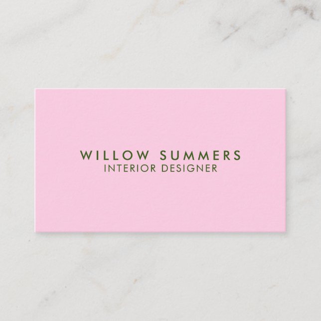 Carte De Visite Vert rose moderne minimaliste professionnel (Devant)