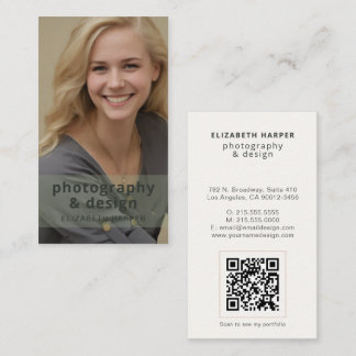 Carte De Visite Vert Sage Moderne Code QR Photo Professionnel