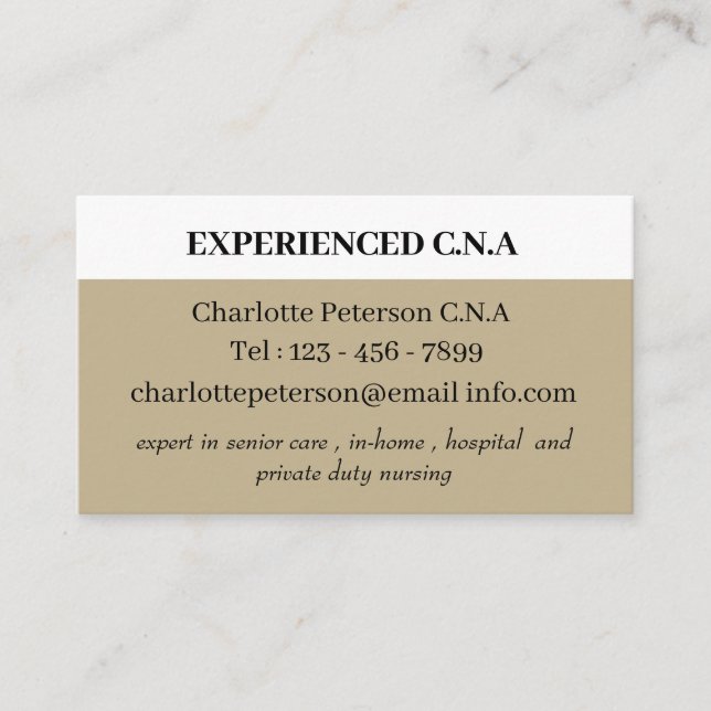Carte De Visite Vert Sage Simple CNA  (Devant)