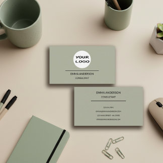 Carte De Visite Vert sauge Moderne Minimaliste Entreprise