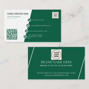 Carte De Visite Vert Simple Formel Code QR Professionnel Moderne