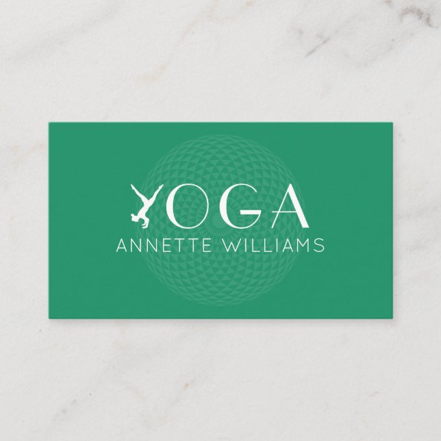 Carte De Visite Vert yoga élégant et moderne (Devant)