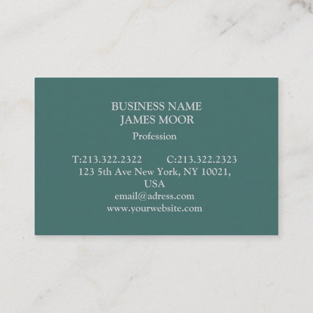 Carte de visite verte avec écriture grise (Dos)