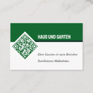 Carte de visite verte et blanche Agent Immobilier 