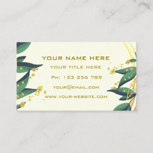 Carte De Visite Verte Feuille Gold Wreath Frame Moderne Profession