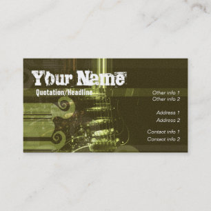 Carte de visite verte grunge pour guitariste