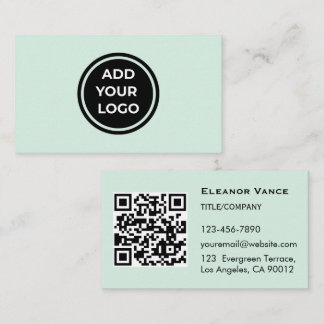 Carte de visite verte menthe avec QR Code AddLogo