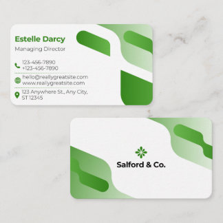 Carte de visite verte minimaliste moderne | Profes