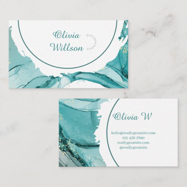 Carte de visite verte turquoise (Devant / Derrière)