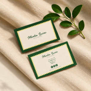 Carte de visite verte vintage classique avec écrit