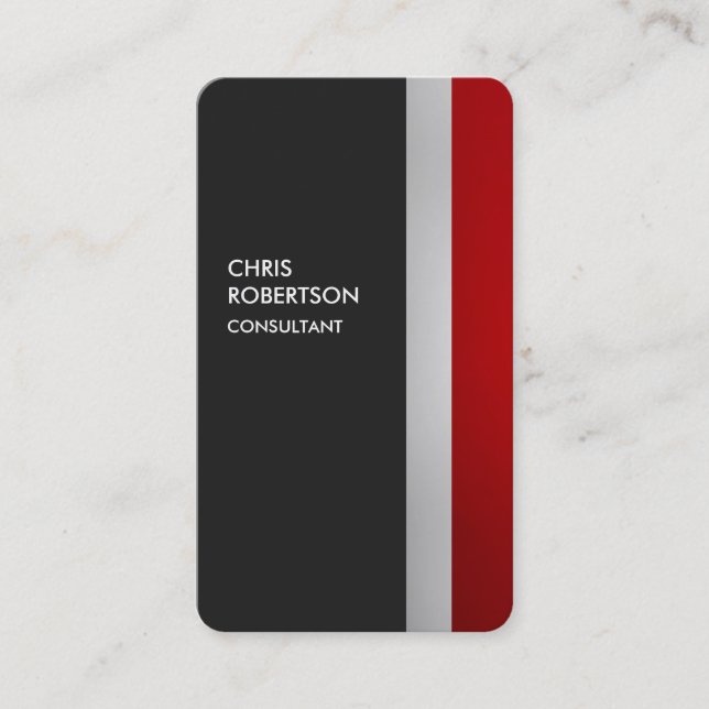 Carte de visite vertical arrondi en gris rouge col (Devant)