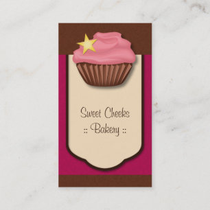 Carte de visite vertical Brown Cupcake Pink Magent