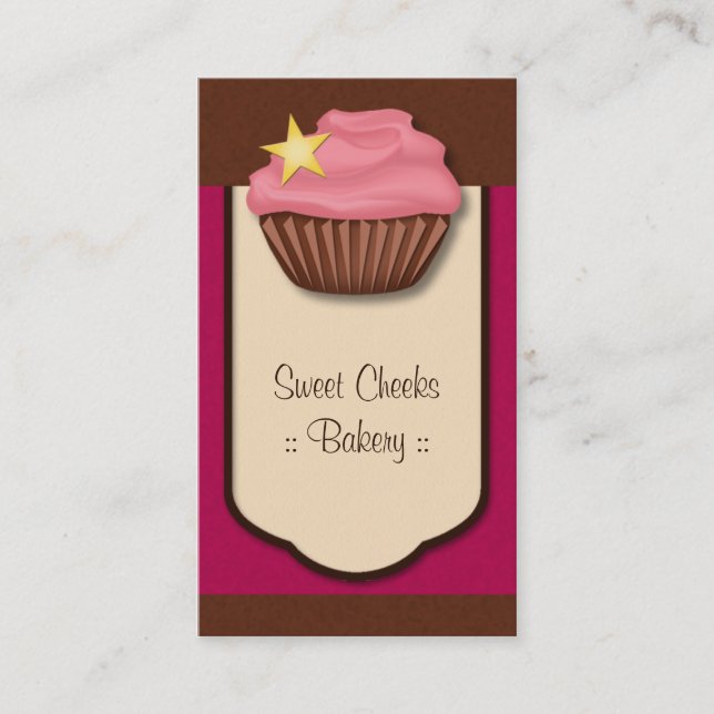 Carte de visite vertical Brown Cupcake Pink Magent (Devant)