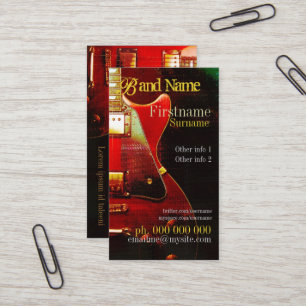 CARTE DE VISITE vertical GUITAR "GrungeRed"