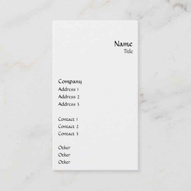 Carte De Visite Vertical lissez (Devant)