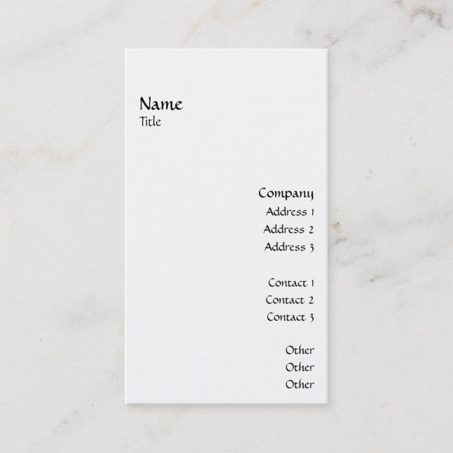 Carte De Visite Vertical lissez 2 (Devant)