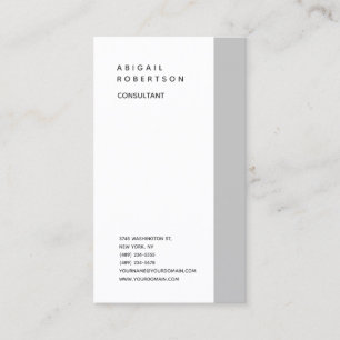 Carte De Visite Vertical Minimaliste Plain moderne gris blanc tend