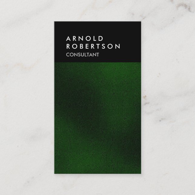 Carte De Visite Vertical Noir Qualité Vert Tendance (Devant)