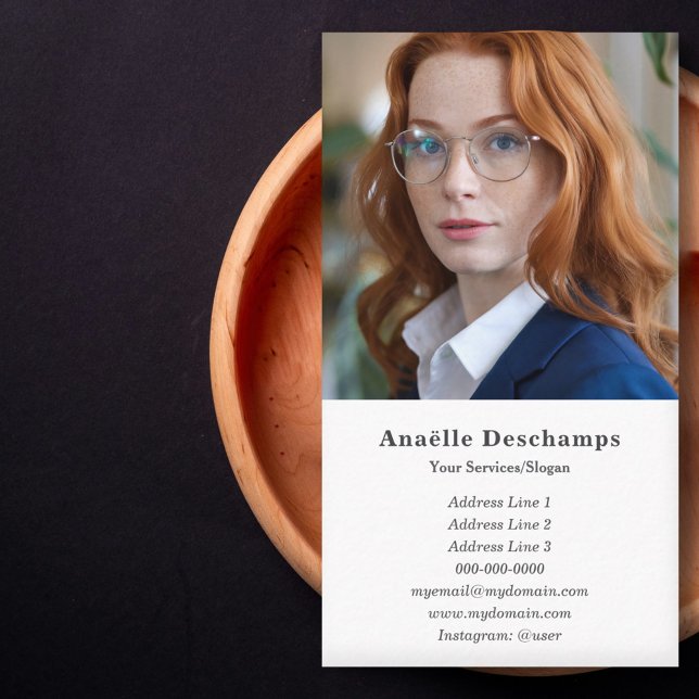 Carte de visite vertical photo personnalisé simple (Simple Custom Photo Vertical Business Card)