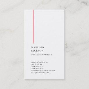 Carte De Visite Vertical Plain Simple Noir Blanc Rouge Minimaliste