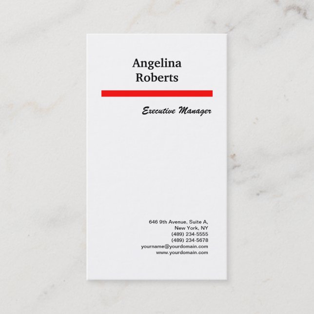 Carte De Visite Vertical rouge blanc professionnel simple minimali (Devant)