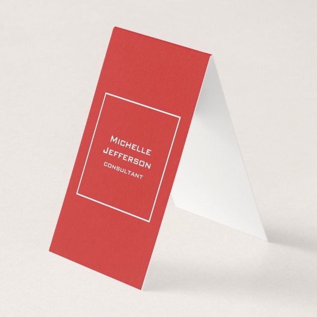 Carte De Visite Vertical Rouge Moderne Élégant Tendance Minimalist (Devant)