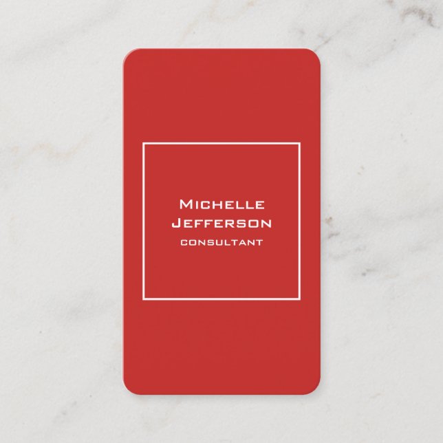Carte De Visite Vertical Rouge Moderne Élégant Tendance Minimalist (Devant)