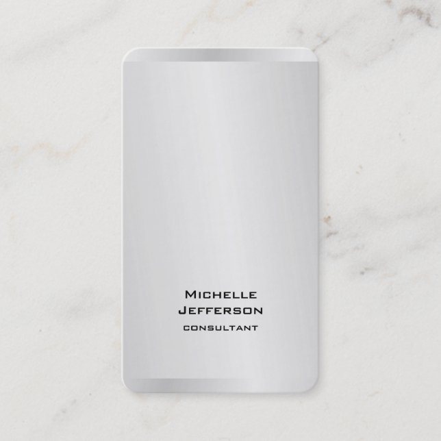 Carte De Visite Vertical Silver Grey élégant tendance moderne (Devant)