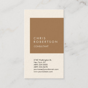 Carte De Visite Vertical Unique Signature Cream Brown Moderne