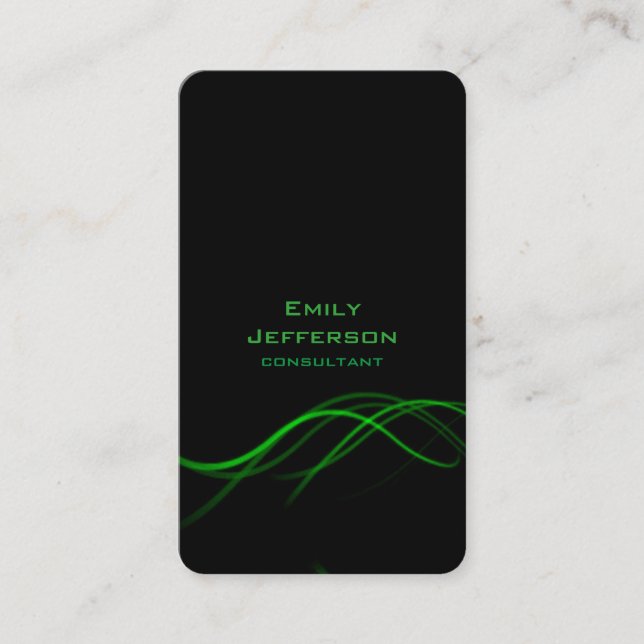Carte De Visite Verticale Artistic Black Green Courbes Design uniq (Devant)