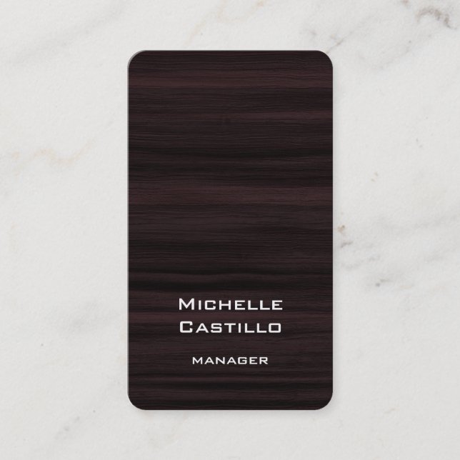 Carte De Visite Verticale Artistique Bois Brown Design unique (Devant)