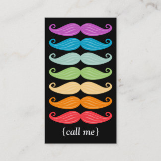 Carte De Visite Verticale Bizcard de moustaches d'arc-en-ciel