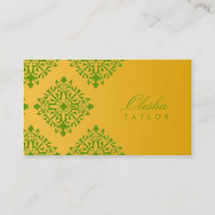 Carte De Visite verticale jaune et verte de 311-Olesha de damassé
