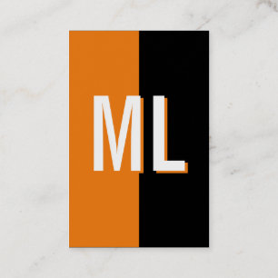 Carte de visite verticale monogramme blanc orange