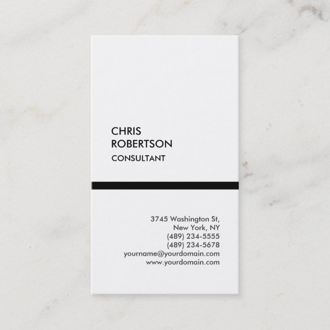 Carte de visite verticale noir blanc tendance uniq (Devant)