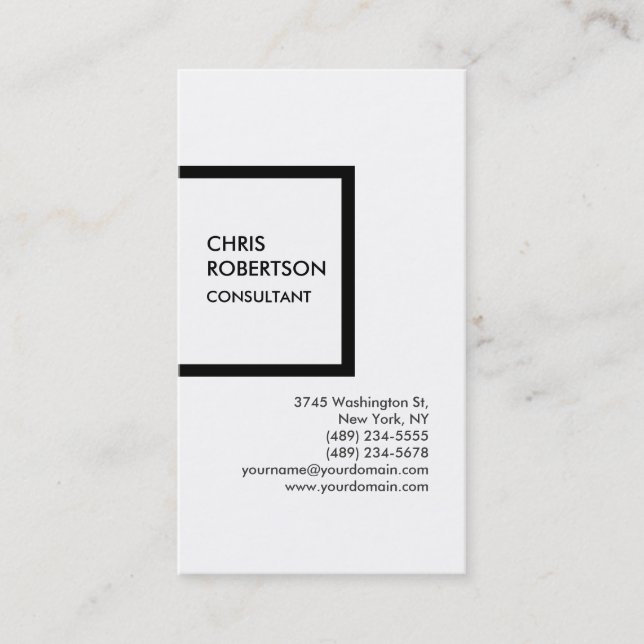 Carte de visite verticale noir et blanc tendance u (Devant)