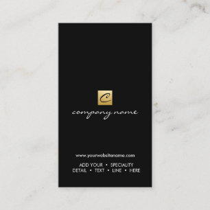 Carte De Visite Verticale noire minimaliste de calligraphie Luxe