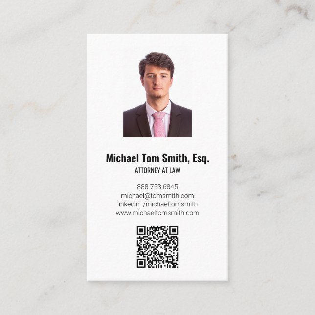 Carte de visite verticale pour avocat avec photo e (Devant)
