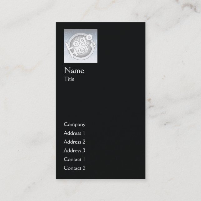 Carte De Visite Verticale simple noire - affaires (Devant)
