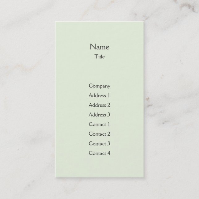 Carte De Visite Verticale simple verte - affaires (Devant)
