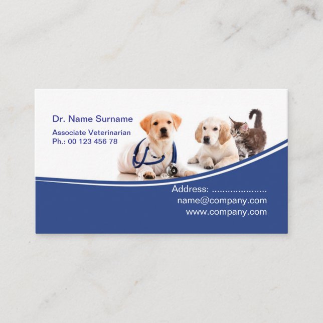 Carte De Visite Vet Business Card for Veterinary Clinic  (Devant)
