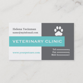 Carte De Visite Vet/Vétérinaire, aqua à pattes accrocheur