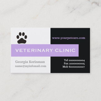Carte De Visite Vet/Vétérinaire Clinique, lavande de pattes attray