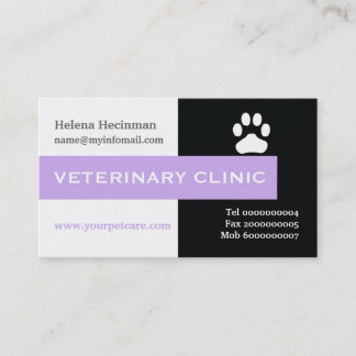 Carte De Visite Vet/Vétérinaire Clinique, lavande de pattes attray